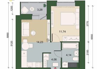 Продажа 1-комнатной квартиры, 35.8 м2, городской посёлок Новоселье, ЖК Уютный, Адмиралтейская улица, 6