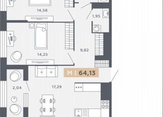 Продажа 2-комнатной квартиры, 64.1 м2, Санкт-Петербург, Московское шоссе, 13ВА, ЖК Звёзды Столиц