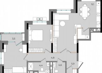 Квартира на продажу свободная планировка, 89.5 м2, Удмуртия