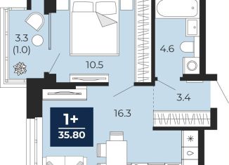 Продается однокомнатная квартира, 35.8 м2, Тюмень, Ленинский округ