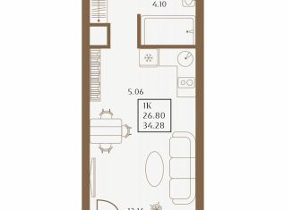 Продаю квартиру студию, 34.3 м2, поселок Семидворье, микрорайон Аян-Дере 2, 71