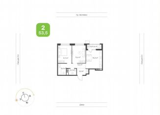 Продаю двухкомнатную квартиру, 55 м2, Татарстан