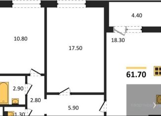 Продаю 2-ком. квартиру, 61.7 м2, Воронеж, улица Фёдора Тютчева, 107