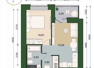 Продам однокомнатную квартиру, 32.8 м2, городской посёлок Новоселье, ЖК Уютный, Адмиралтейская улица, 6