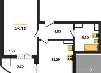 Продам 1-ком. квартиру, 43.1 м2, Воронеж, улица Шибилкина, 5