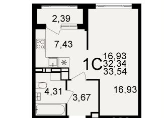 Продаю 1-ком. квартиру, 33.5 м2, Тула