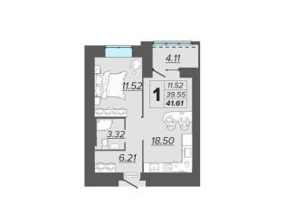 Продам однокомнатную квартиру, 41.6 м2, Брянск