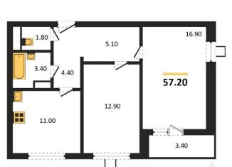 2-ком. квартира на продажу, 57.2 м2, Воронеж, Ленинградская улица, 30