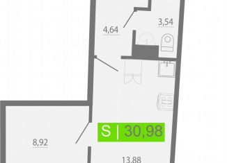 Однокомнатная квартира на продажу, 31 м2, Мурино