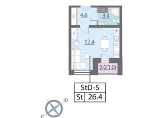 Продается квартира студия, 26.8 м2, Санкт-Петербург, Чарушинская улица, 26к1