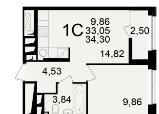 Продается 2-ком. квартира, 34.3 м2, Рязань