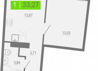 Продам 1-ком. квартиру, 33.3 м2, Мурино