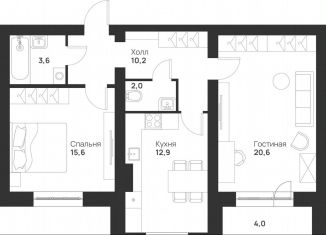 Продаю двухкомнатную квартиру, 68.9 м2, Тула, улица Героев России, 2