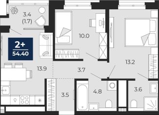 Продам 2-ком. квартиру, 54.4 м2, Тюмень, Ленинский округ