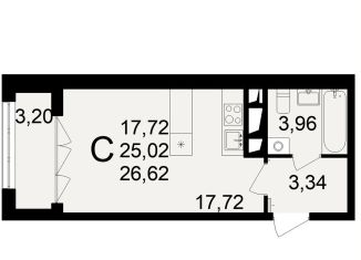 Продается квартира студия, 26.6 м2, Тула