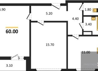 2-комнатная квартира на продажу, 60 м2, Воронеж, Ленинградская улица, 17