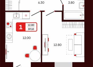 Продам 1-ком. квартиру, 37.1 м2, Туймазы, переулок Луначарского, 3