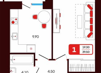 Продам 1-комнатную квартиру, 39.5 м2, Туймазы, переулок Луначарского, 3