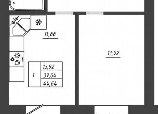 Продаю 1-ком. квартиру, 44.6 м2, Тольятти