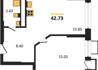 Однокомнатная квартира на продажу, 42.7 м2, Воронеж, набережная Чуева, 7