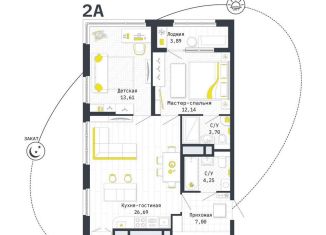 Продажа двухкомнатной квартиры, 69.3 м2, Рязань, Шереметьевская улица, 12к4