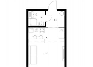 Продам квартиру студию, 23.6 м2, Московская область, ЖК Ярославский, 16.4