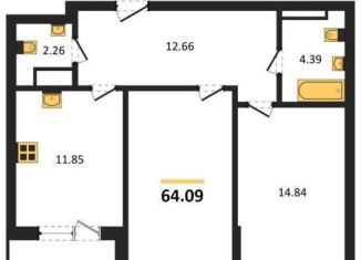 2-комнатная квартира на продажу, 64.1 м2, Воронеж