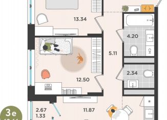 Продам 2-ком. квартиру, 62.7 м2, Пермь, улица Металлистов, 18