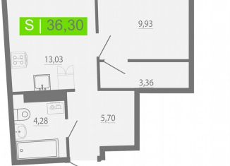 Продам 1-ком. квартиру, 36.3 м2, Мурино