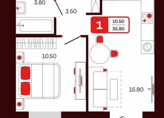 Продаю 1-комнатную квартиру, 35.8 м2, Туймазы, переулок Луначарского, 3