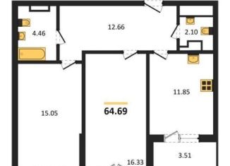 Продается 2-комнатная квартира, 64.7 м2, Воронеж
