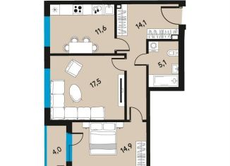 Продаю 2-ком. квартиру, 65 м2, Пермь, улица Луначарского, 97