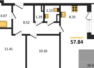 2-комнатная квартира на продажу, 57.8 м2, Воронеж