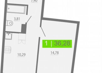 Продаю однокомнатную квартиру, 36.3 м2, Мурино