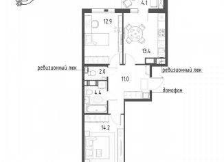 Продам 2-ком. квартиру, 60.1 м2, посёлок Шушары