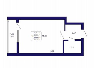 Продаю квартиру студию, 29 м2, Республика Башкортостан, проспект Дружбы Народов, 5