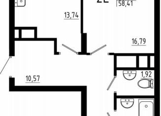 Продам двухкомнатную квартиру, 58.4 м2, Татарстан, ЖК Притяжение, 2