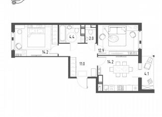 Продам 2-комнатную квартиру, 60.8 м2, посёлок Шушары