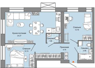 Продается 2-ком. квартира, 63 м2, Киров, улица 4-й Пятилетки, 86