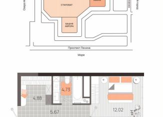 Продажа 1-комнатной квартиры, 45.7 м2, Крым, проспект Ленина, 60
