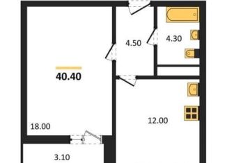 Однокомнатная квартира на продажу, 40.4 м2, Воронеж