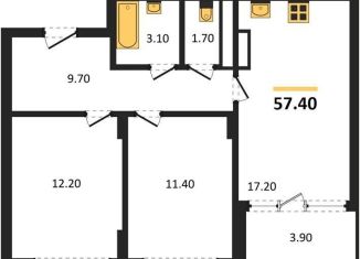 Продается 2-комнатная квартира, 57.4 м2, Воронеж