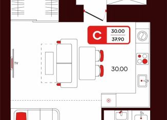 Квартира на продажу студия, 37.9 м2, Туймазы, переулок Луначарского, 3