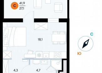 Продам 1-ком. квартиру, 41.5 м2, поселок городского типа Заозерное, улица Аллея Дружбы, 10А