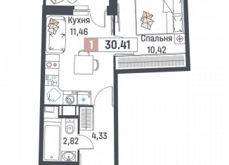 Продажа 1-комнатной квартиры, 30.4 м2, Мурино, ЖК Авиатор