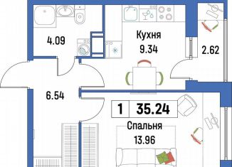 Продается 1-ком. квартира, 35.2 м2, Мурино
