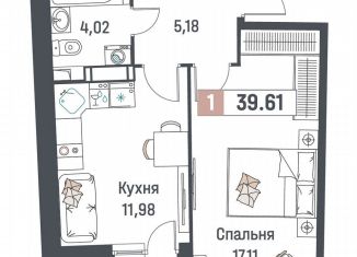 Продам однокомнатную квартиру, 39.6 м2, Мурино, ЖК Авиатор