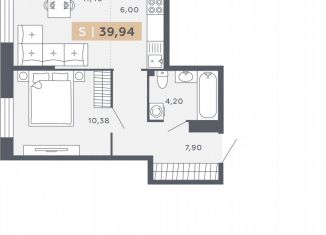 1-комнатная квартира на продажу, 39.9 м2, Санкт-Петербург, Московское шоссе, 13ВА, ЖК Звёзды Столиц