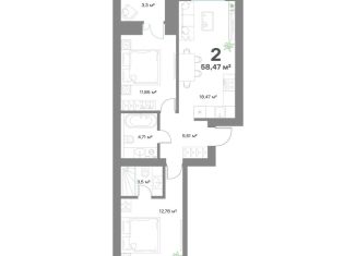 Продам двухкомнатную квартиру, 58.5 м2, Выкса