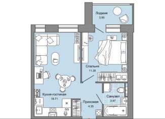 Продам однокомнатную квартиру, 40 м2, Киров, улица 4-й Пятилетки, 84
